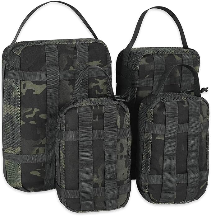 4 Set Tactical Packing Cubes ,Compressible Mesh Duffle Storage Bag,Portable Edc Molle Pouch Organizer.