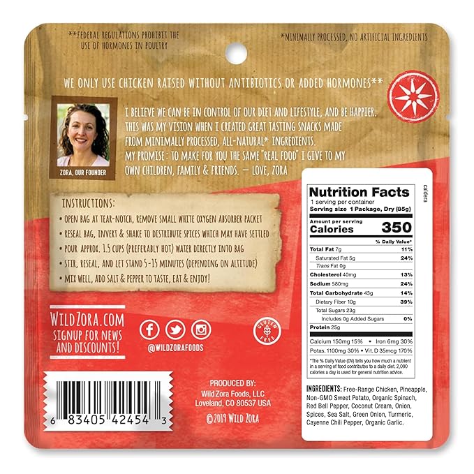 Wild Zora Paleo Freeze Dried Meat Meals, 4 Pack, Gluten Free and Grain Free Camping and Backpacking Food, No Added Sugar, Healthy On-the-Go Travel Meal, Protein Packed (Meat 4-pack)