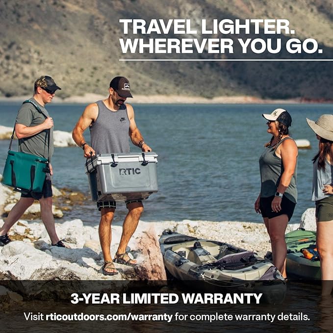 RTIC Ultra-Light 32 Quart Hard Cooler Insulated Portable Ice Chest Box for Drink, Beverage, Beach, Camping, Picnic, Fishing, Boat, Barbecue, 30% Lighter Than Rotomolded Coolers