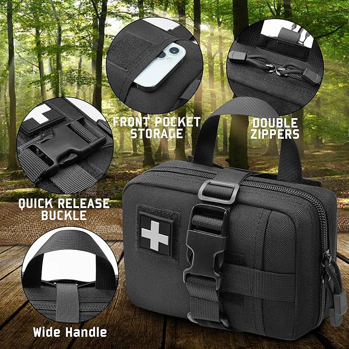 Tactical Ifak Trauma Kit - Emergency First Aid Bleeding Control Kit, Snake Bite & Bee Sting Supplies, Venom Extractor Pump