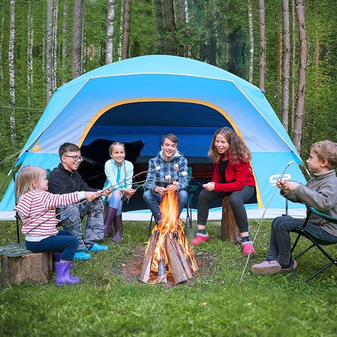 CAMPROS CP Tents for Camping 4/6 Person Tent Waterproof Windproof Double Layer Camping Tent, Easy Setup Dome Tent with Large Mesh Windows & Wider Door for Outdoor Camping & Hiking