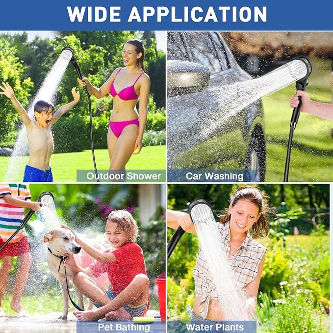 MIAOKE Upgrade Portable Camping Shower, 7800mAh Outdoor Electric Shower Rechargeable Pump with Intelligent Digital Display Temperature Display Shower Head for Camping, Hiking, Traveling