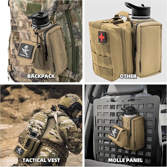 Water Bottle Holder Bag with Molle Strap - Water Bottle Carrier Pouch for Walking, Gym, Camping, Fishing, Hunting 32oz, 64oz, 128oz One Gallon Tactical Carrier Holder