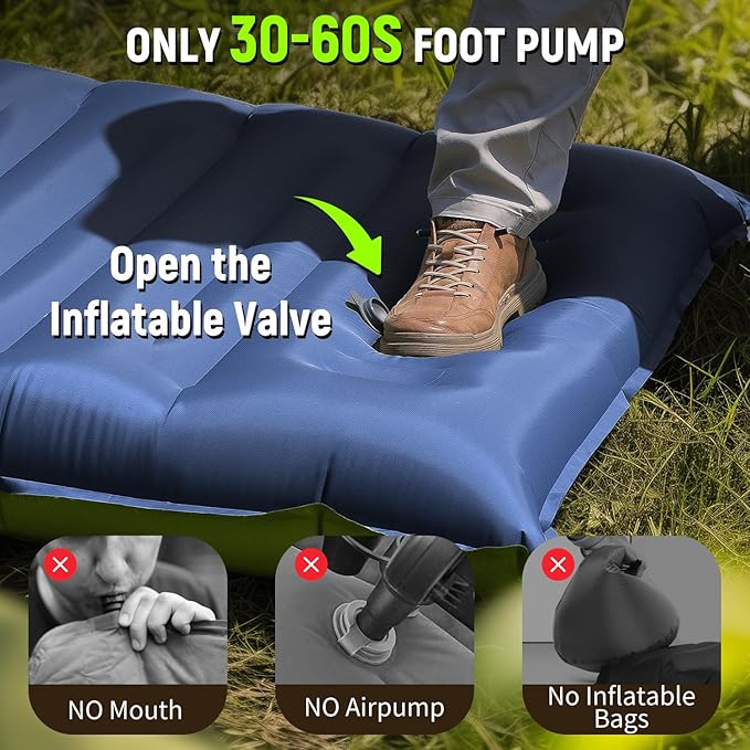 Sleeping Pad, Ultralight Inflatable Sleeping Pad for Camping with Pillow & Pump,Air Mattress Super Portable, Great for Camping Gear, Hiking, Side or Lounging Sleeper(Blue)