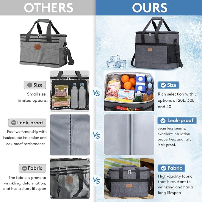 Lifewit Cooler Bag 30/50/60 Cans Collapsible and Insulated Large Lunch Bag Leakproof Soft Cooler Portable Tote for Camping/BBQ/Family Outdoor Activities