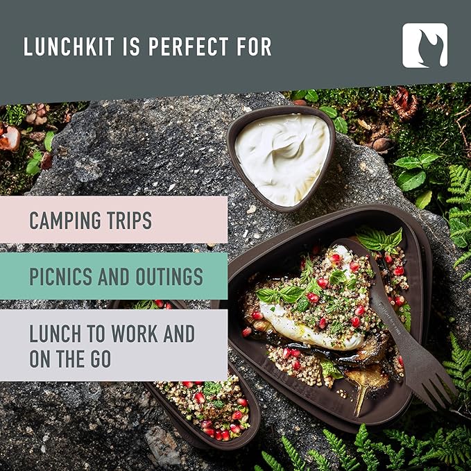 Light My Fire 6-Piece Camping Mess Kit for 1 — Lunch Kit with 3-in-1 Reusable Spork Camping Utensils, Mess Kits for Scouts — BPA-Free Dishwasher Safe Lunchbox — Hiking Backpacking Picnic, Cocoa