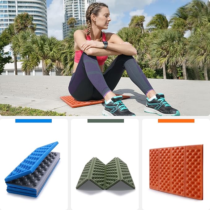 BKS 2PCS Camping Portable Foam Seat Pad, Foldable Z Waterproof Sitting Mat for Outdoor,Green/Blue/Orange……