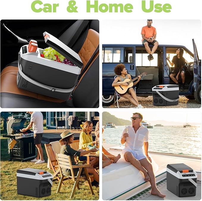 12 Volt Car Refrigerator 23Quart(22L) Electric Cooler/Warmer, Plug In Car Cooler with 110V AC Home Power Cord & 12V Car Adapter, Portable Refrigerator for Camping, Travel, RV(Black)