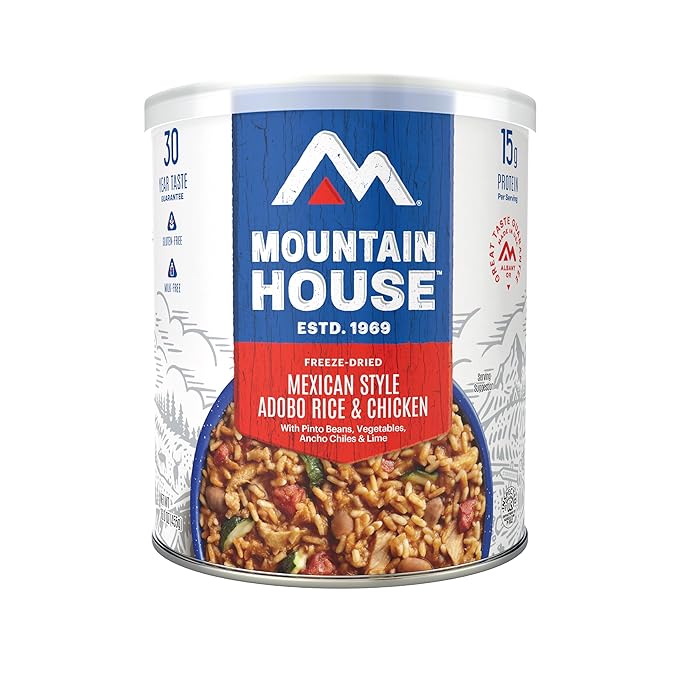 Mountain House Mexican-Style Adobo Rice & Chicken #10 Can | Freeze Dried Survival & Emergency Food | Gluten-Free | 7 Servings