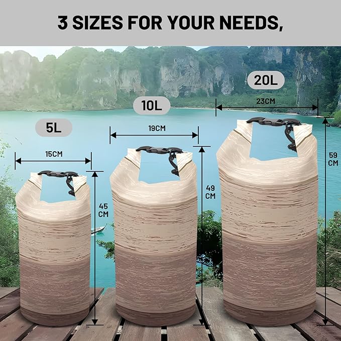 Waterproof Dry Bag,Roll Top Brown Ombre Rustic Barn Wood Waterproof Backpack 5L/10L/20L Floating and Lightweight Bags for Kayaking, Boating, Fishing, Swimming and Camping