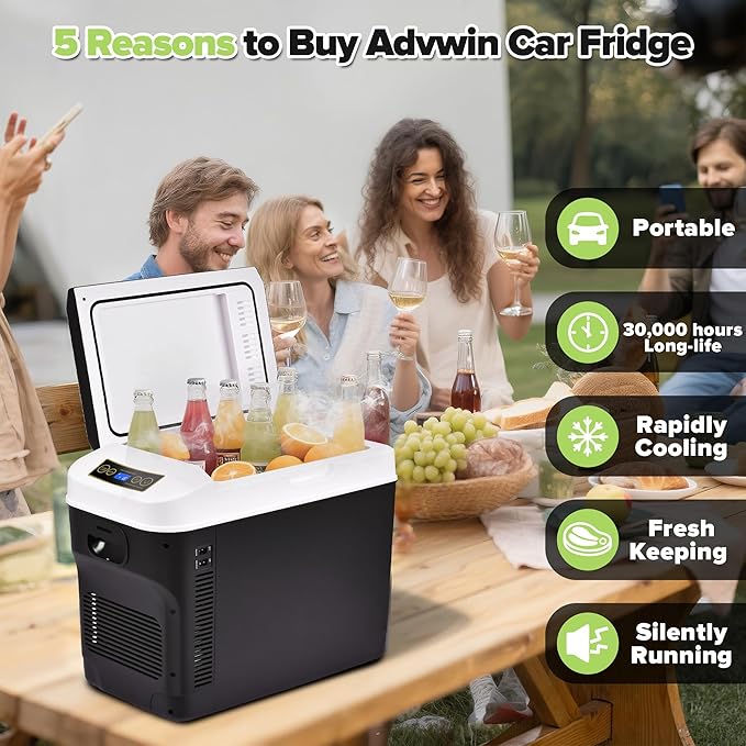 12 Volt Car Refrigerator 31Quart(30L) Electric Cooler/Warmer, Plug In Car Cooler with 110V AC Home Power Cord & 12V Car Adapter, Portable Refrigerator for Camping, Travel, RV