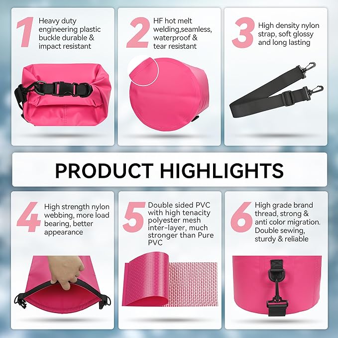 MARCHWAY Floating Waterproof Dry Bag Backpack 5L/10L/20L/30L/40L, Roll Top Sack Keeps Gear Dry for Kayaking, Rafting, Boating, Swimming, Camping, Hiking, Beach, Fishing