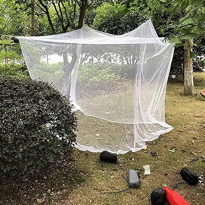 Outdoor Camping Mosquito Net, Large Size White Mesh Insect Netting with Storage Bag for Camping, Picnic, Outdoor Trips (No-Opening 83"x79"x71")