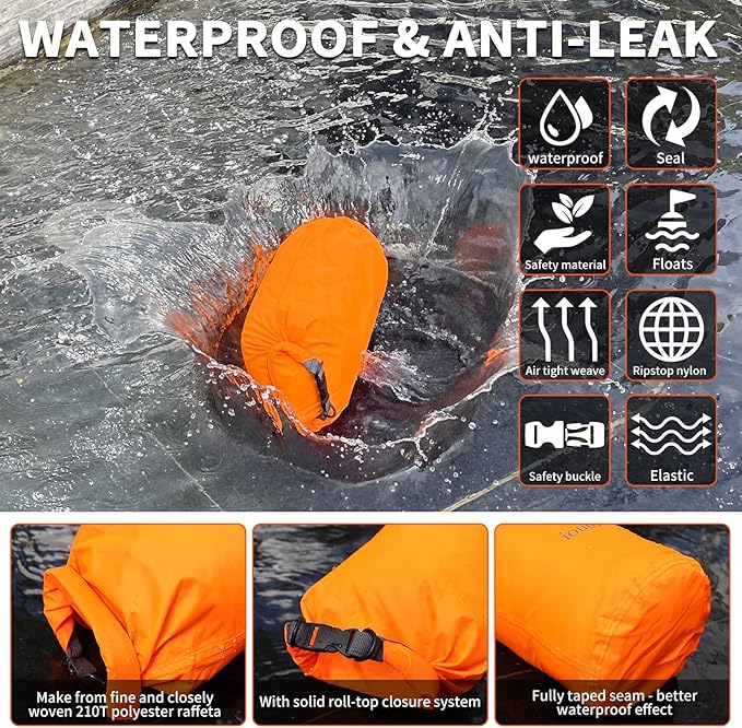 R2Depot Waterproof Dry Bag, 5L/10L/20L/40L/70L Dry Storage Bag for Kayaking, Gym, Hiking, Swimming (Green, 10L)