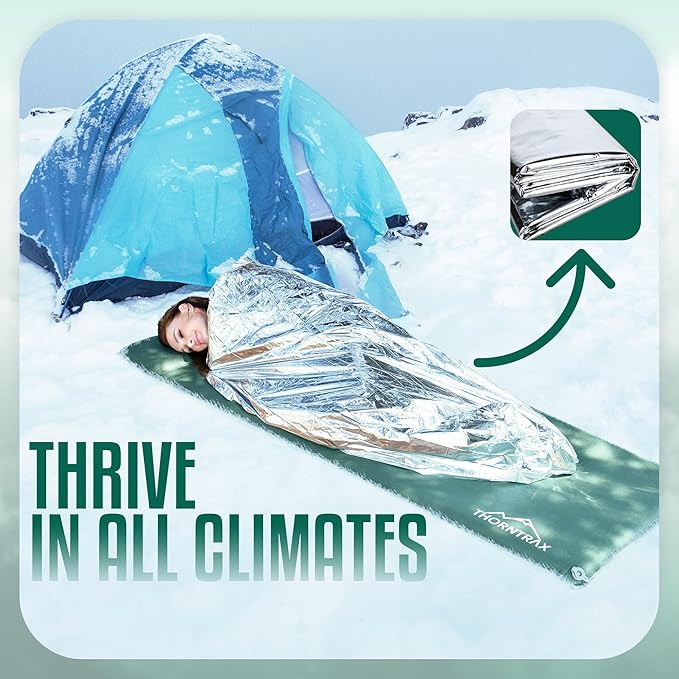 Throntrax Camping Sleeping Pad - Ultralight Camping Mat with Pillow Built-in - 3.1" Thick | Self-Inflating & Suitable for All Seasons - Compact Sleeping Pad for Camping - Green