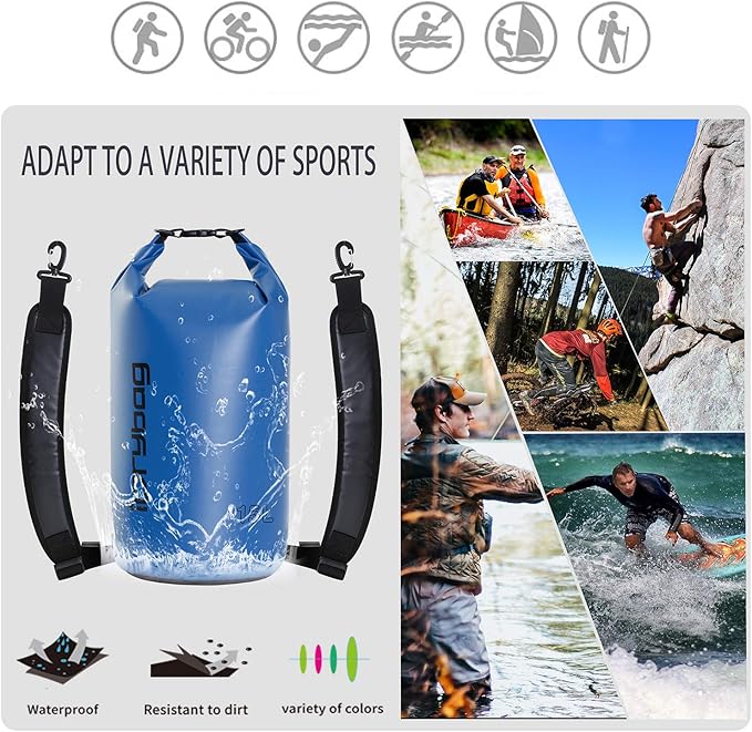 IDRYBAG Dry Bags for Kayaking Waterproof 2L/5L/10L/15L/20L, Small Dry Bag Waterproof Floating, Dry Sack Waterproof Bag for Paddleboarding Travel
