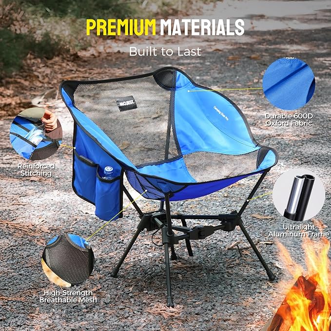 Portable Camping Chair – Compact Lightweight Folding Chair for Adults, Supports 330 lbs – Ideal for Backpacking Hiking, Fishing, Beach, Picnic & Lawn (Blue)