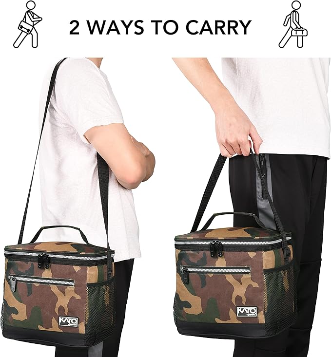 Tirrinia Large Insulated Lunch Box for Men/Women, Leakproof Thermal Lunch Bag for Office Picnic Work Beach Camping,Reusable Lunch Cooler Tote for Adult, Camo