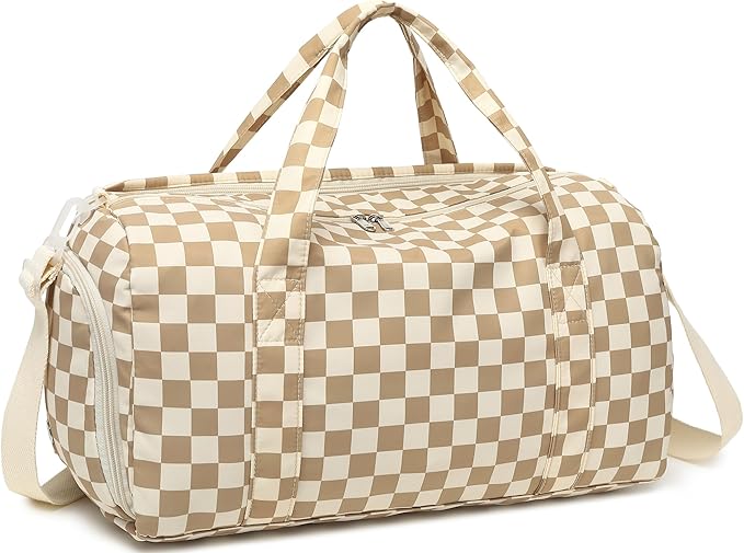 Gym Bag Sports Duffle Bag with Wet Pocket Weekender Overnight Bag with Waterproof Shoe Pouch and Air Hole for Girls Kids Women Travel Foldable Bag