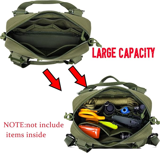 Molle Admin Pouch with Laser Cutting Loop,Car EDC EMT Molle Pouches, Large Capacity Tactical Pouch, EDC Pouch Organizer Include US Flag