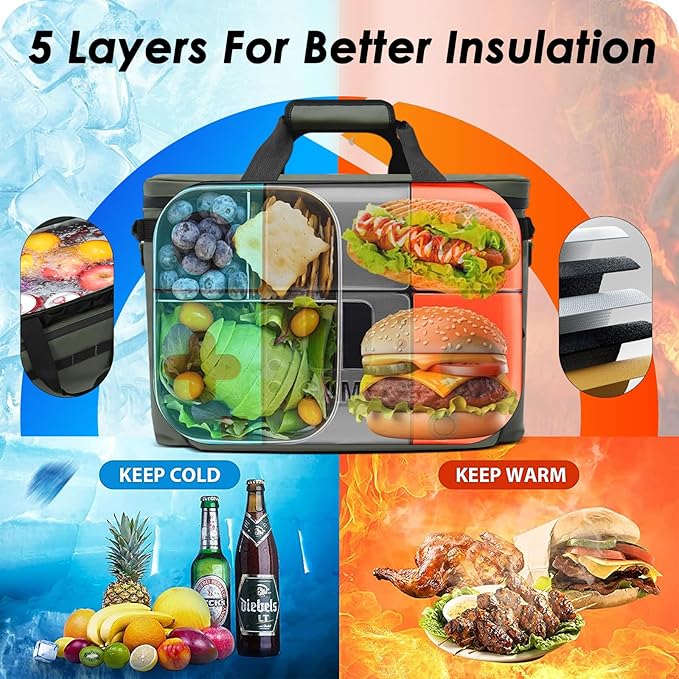 Deep Freeze Cooler Soft Sided Cooler Bag, 34 Can Collapsible Insulated Ice Chest, Large Leakproof Camping & Travel Cooler for Kayaking & Beach