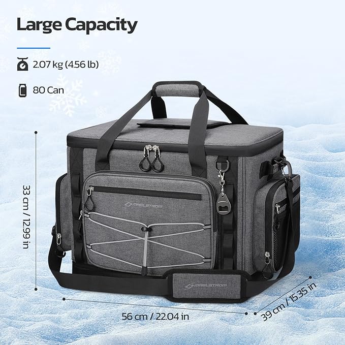 Maelstrom Soft Sided Cooler Bag, 30/40 Can Collapsible Insulated Ice Chest, Large Leakproof Camping & Travel Cooler for Kayaking & Beach
