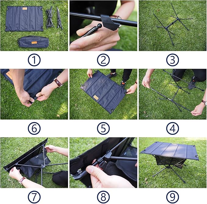 NACETURE Ultralight Backpacking Table - Collapsible Camping Table with Storage Mesh for Camping Gear Accessories, Hiking, Mountaineering, Outdoor Travel
