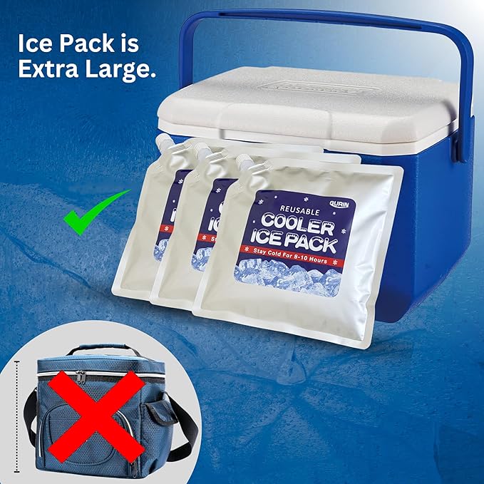GURIN Reusable Ice Packs for Lunch Box/Coolers, Bag, or Backpack Coolers - Cold Up to 8-12 Hours Long Lasting for Camping Picnic, Outdoor Activities, Food Delivery