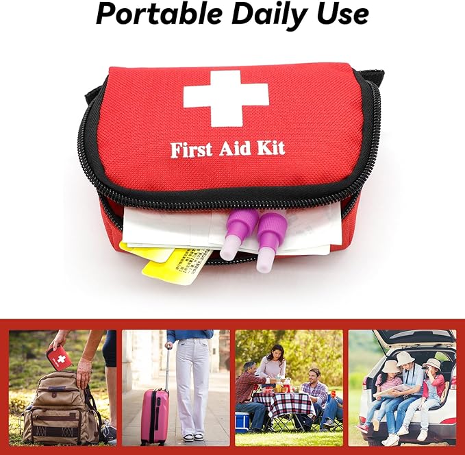 Faylapa 12Pcs Mini Empty First Aid Bag, 5.5x3.5x1.5 inches Travel Pouch Bag for Travel, Car, Home, Office, Camping, Outdoor (Bag Only)