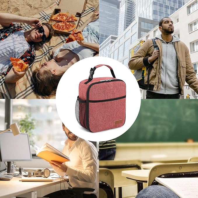 Femuar Lunch Box for Men Women Adults, Small Lunchbox for Work Picnic - Reusable Lunch bag Portable Lunch tote, Pink