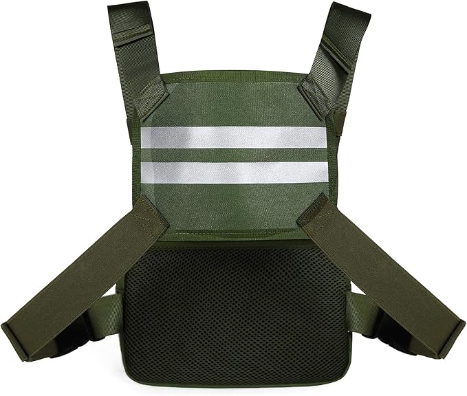 Outdoor Sports Chest Pack,Tactical EDC Chest Bag For Men, Lightweight Chest Pouch Holster, Chest Rig Vest With Phone Holder For Workouts, Cycling (Olive green)