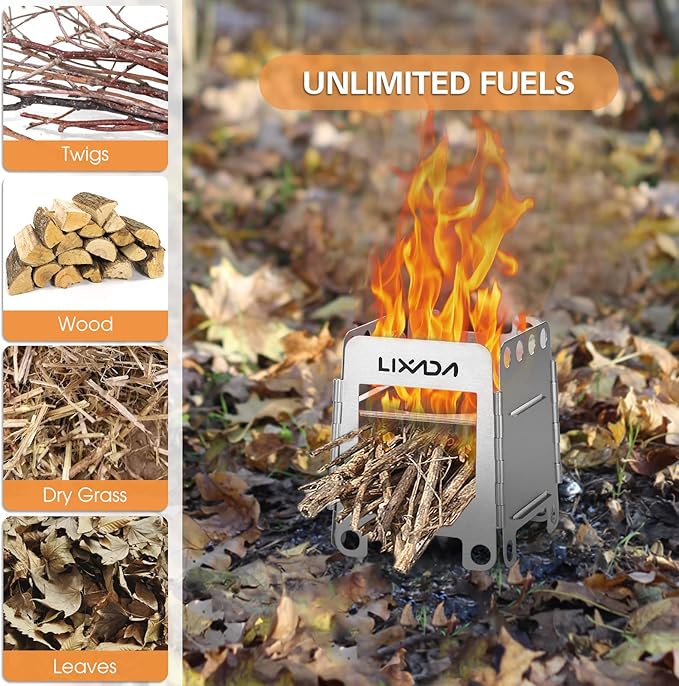 Lixada Camping Stove Wood Burning Stove Portable Stainless Steel Backpacking Stove for Picnic BBQ Camp Hiking