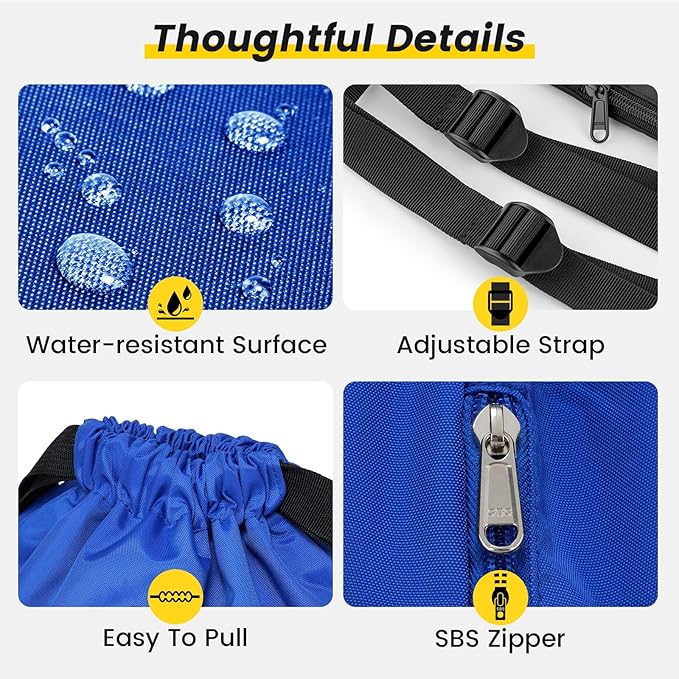 Vorspack Drawstring Backpack Water Resistant String Bag Sports Gym Sack with Side Pocket for Men Women