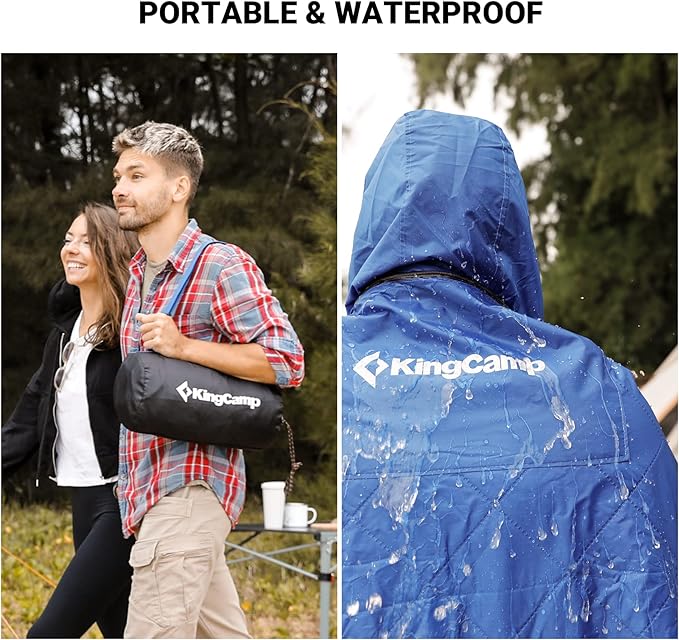 KingCamp Hooded Stadium Blanket - Waterproof & Windproof Fleece Blanket for Sports, Concerts, Park, Travel & Hiking