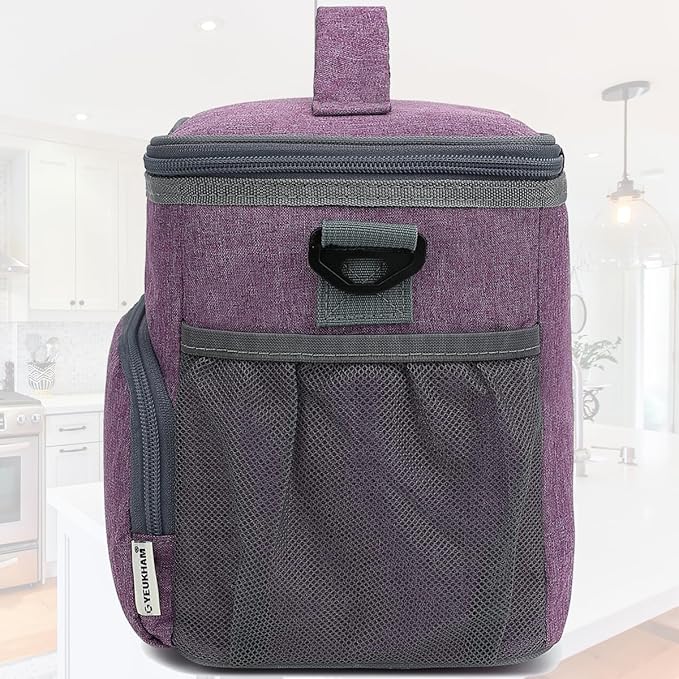 Unisex Insulated Lunch Bag, Purple, 10.2" x 7.5" x 9"