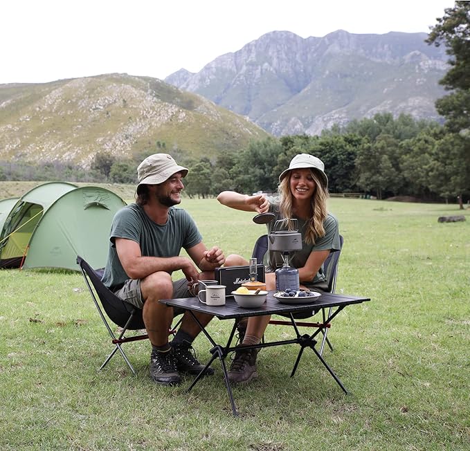 Naturehike FT11 Height Adjustable Camping Table, Ultralight Aluminum Roll Up Table with Carry Bag, Portable Backpacking Camp Table for Hiking Picnic Fishing Beach