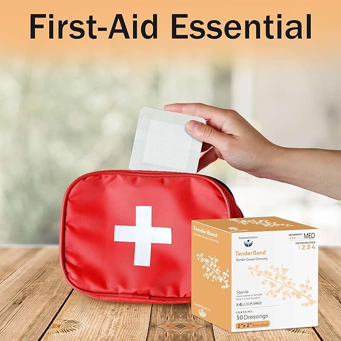 Island Dressing Bordered Gauze 2x2-50 Gauze Bandages for Wound Protection - Good for Hospitals, Medical Facilities, First Aid Kits, and More