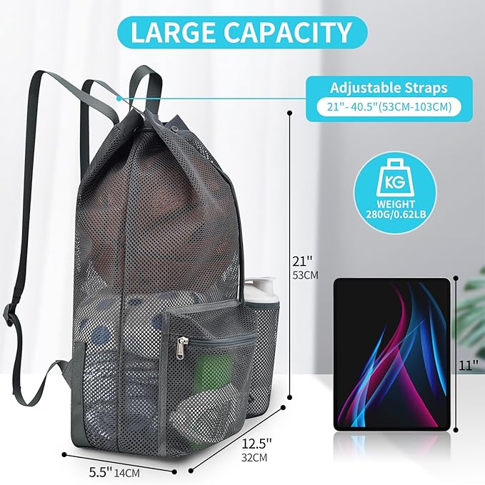 Mildbeer Large Drawstring Backpack for Men Women Athletic Gym Sports Workout Beach Swimming Commuting Travel