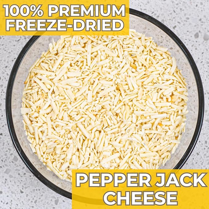 Nutristore Freeze-Dried Pepper Jack Cheese Shredded | Amazing Taste & Quality | Perfect for Snacking & Backpacking, Camping Meals | Emergency Survival Food Storage | 25 Year Shelf-Life