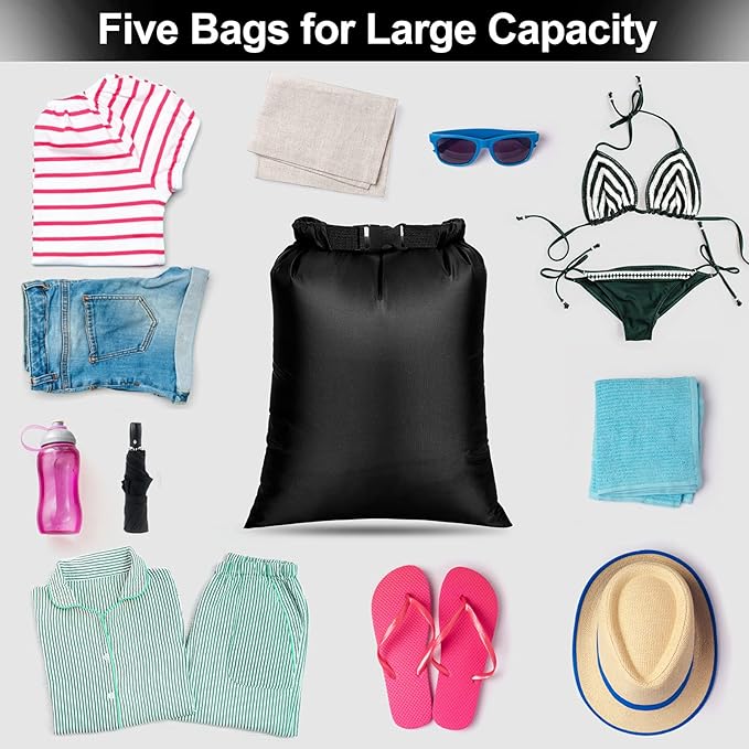 Dry Bags Waterproof Set, 5 Packs Ultralight Waterproof Bags Small Stuff Sack Water Proof Bag Dry Packs, Outdoor Dry Bag Keep Gear Dry for Backpacking Hiking Boating Camping Travel