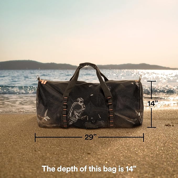 Fitdom 90L Large Mesh Duffle Bag for Scuba Dive or Snorkel Equipment. Best for Water Sports & Beach Activities like Swimming, Diving & Snorkeling. Perfect for Travel, Storage Swim Gym Gears & Balls