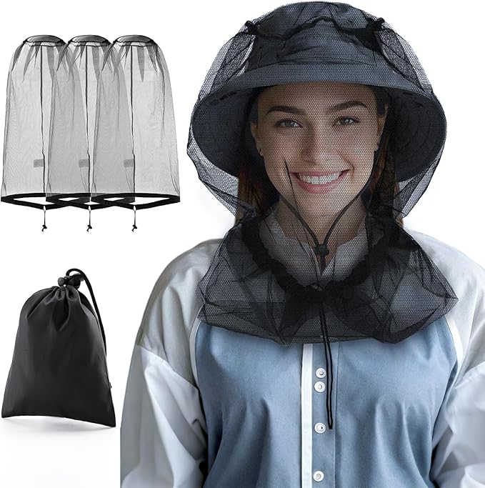 Mosquito Head Net Hat, Protects Face and Neck from Mosquito Bites for Camping, Fishing, Gardening, Apiculturist