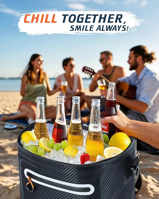 Soft-Sided Cooler Bag, 7/16/30 Can Portable Ice Chest Box, Waterproof, Leak-Proof, Insulated Cooler for Lunch, Beach, Drink, Beverage, Travel, Camping, Picnic