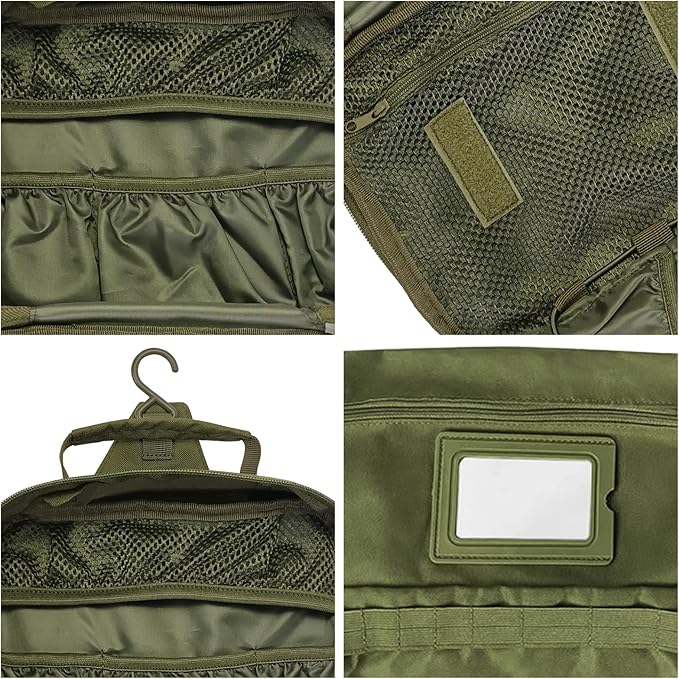 SMONT Tactical Toiletry Bag for Men, 9.5" Hanging Dopp Kit Shaving Hygiene Bag for Traveling Bathroom