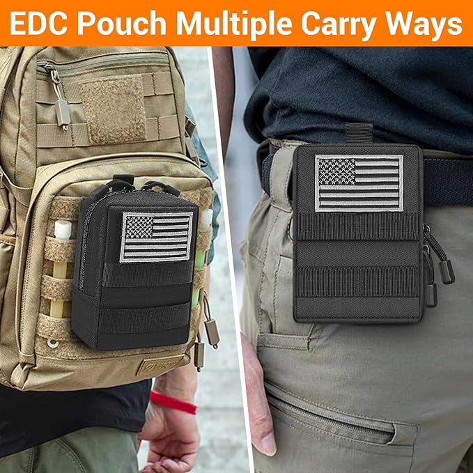 FUNANASUN 2 Pack Molle Pouches Tactical Pouch Small Molle Pouch Compact Water-Resistant EDC Pouch Molle Bag