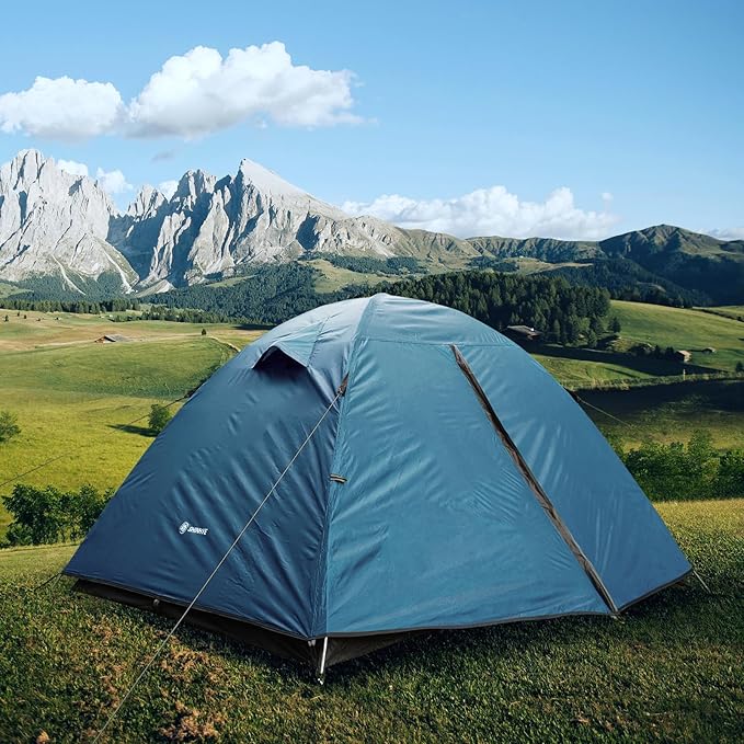 Backpacking Tent for Camping 2/3/4 Person Hiking Ultralight Tent for Waterproof Windproof Outdoor Tents Easy Setup Two Doors Double Layer Lightweight Instant Tents