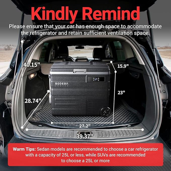 BODEGACOOLER 12 Volt Car Refrigerator,68Quart(65L) Camping Fridge,RV Portable Freezer Single Zone,with APP Control,-4℉-68℉ Car Cooler,12/24V DC and 100-240V AC,for Travel,Truck,Outdoor,Vehicles