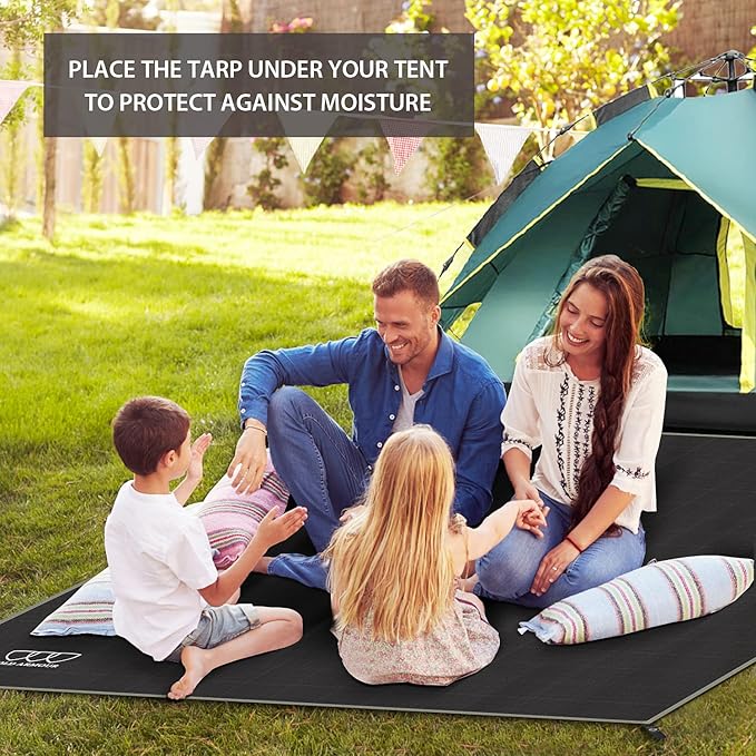 Gold Armour Tent Footprint, Camping Tarp Waterproof Ultralight - 84x60in | 84x84in | 84x96in | 82x106in | 120x108in | 120x120in | 120x144in Floor and Ground Tarps for Camping Hiking (Black 84x96in)