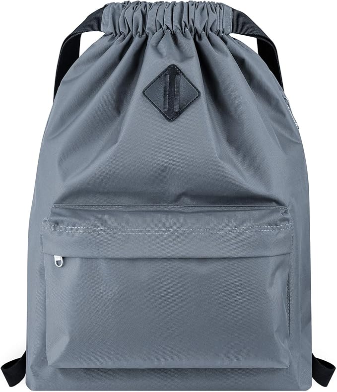 Vorspack Drawstring Backpack Water Resistant String Bag Sports Gym Sack with Side Pocket for Men Women
