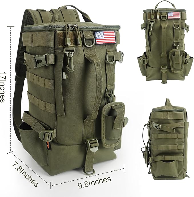 Fishing Backpack Tackle Bag, Fishing Backpack with Rod Holders Large Storage Fishing Tackle Box Backpack, Fishing Rod Bag for Carrying Fishing Gear and Equipment, Fishing Gifts for Men, RBG02
